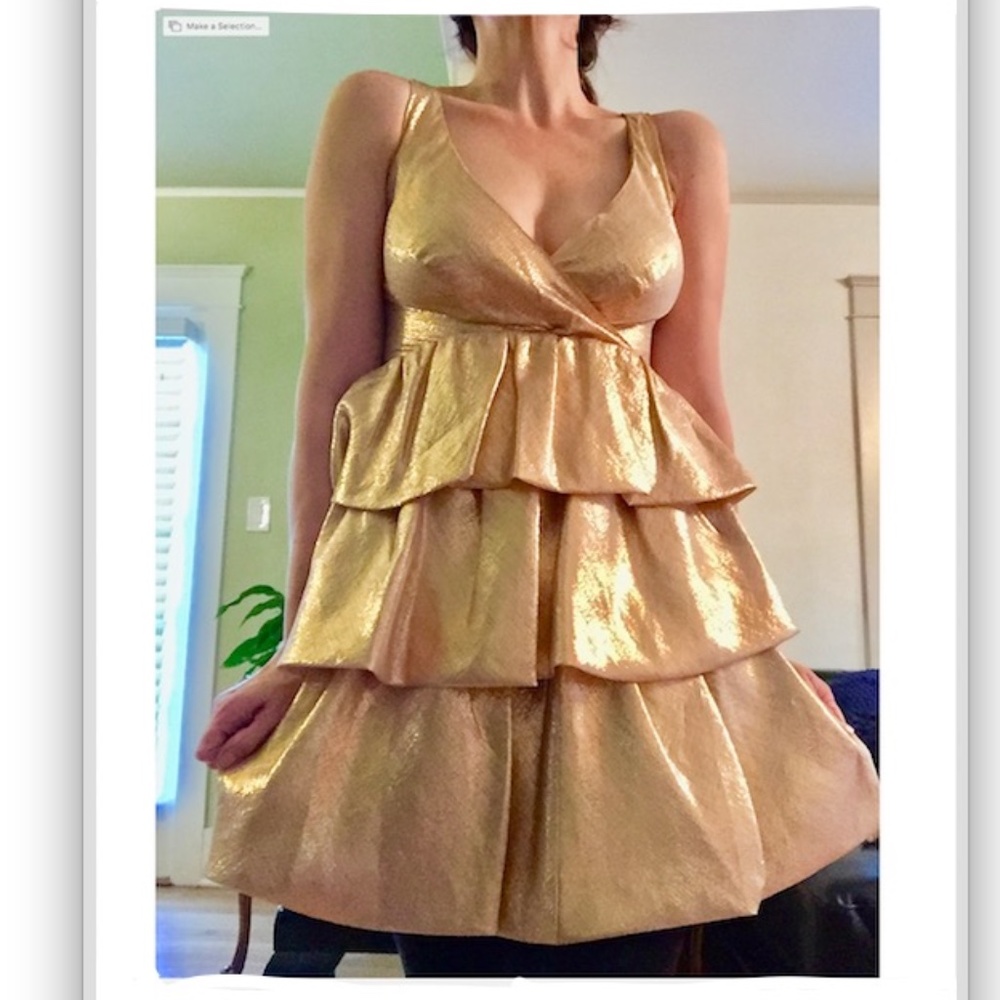 Badgley Mischka Rose Gold Layered Cocktail Dress